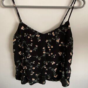 & Other Stories Black Floral Spaghetti Strap Shirt